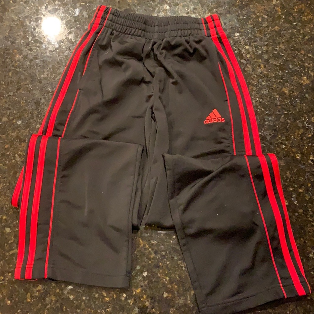 Black with red accent adidas sweatpants, size Youth M